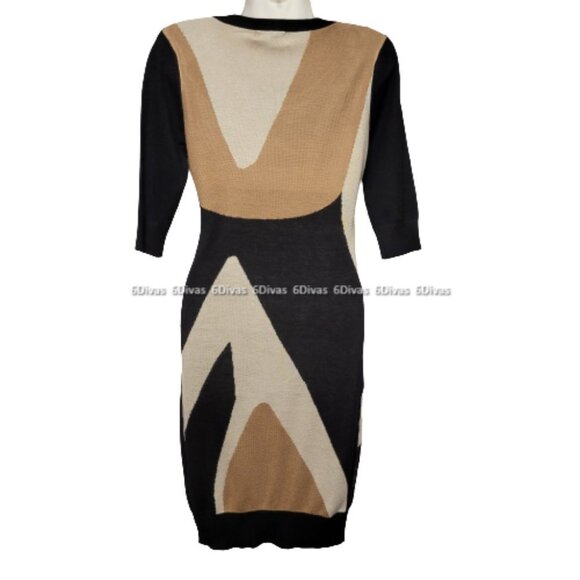 𝅺BLACK and Brown Body Con Sexy Sweater  Dress  Sizes M     L     XL   - NWT - Picture 4 of 6